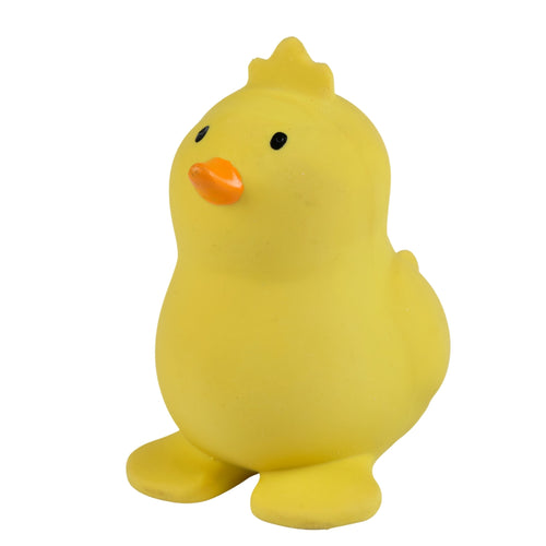 chick natural rubber baby teether rattle and bath toy