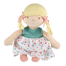 Abby Blonde Hair Doll - In Blue and  Flower Printed Dress with Heat Pack