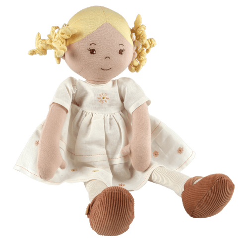 Priscy Blonde Haired Doll in White Linen Dress