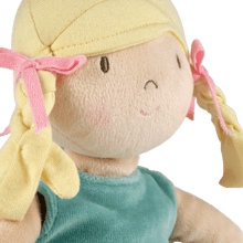 Abby Blonde Hair Doll - In Blue and  Flower Printed Dress with Heat Pack