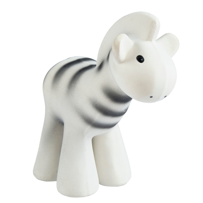 Zebra natural rubber baby rattle and bath toy