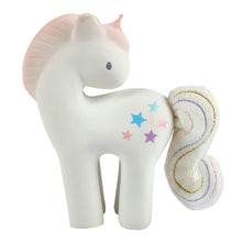 cotton candy unicorn rubber baby teether and rattle toy